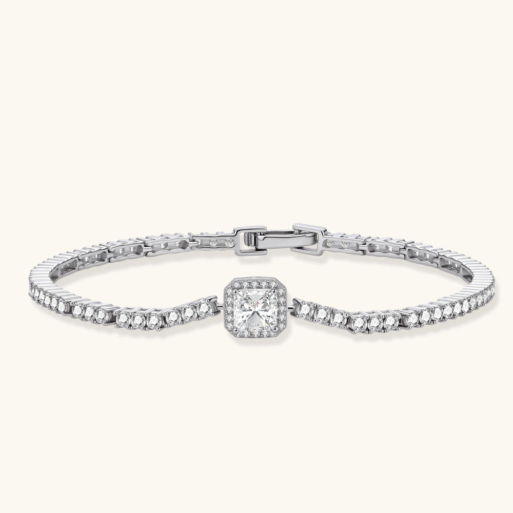 Moissanite Tennis Bracelet | Cushion Cut Centre | 925 Sterling Silver