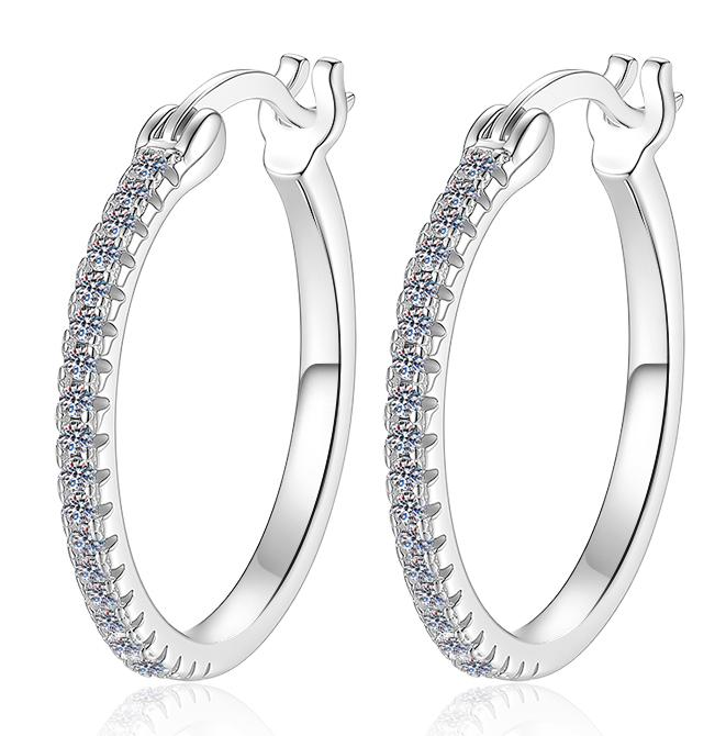Classic Pavé Large Hoop Moissanite Earrings in 925 Sterling Silver