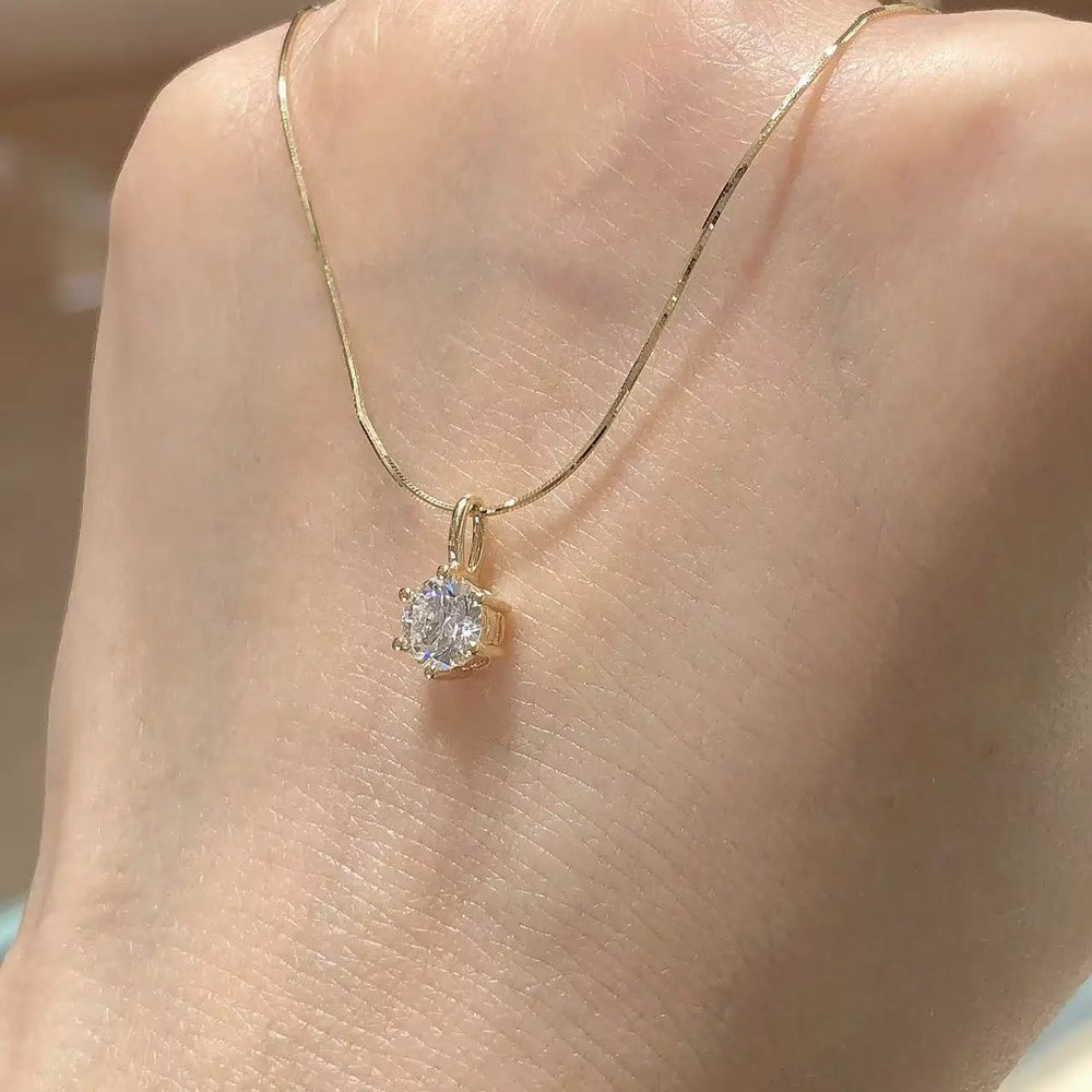 1ct Round Cut Lab Diamond Necklace, 18K Gold, IGI Certified