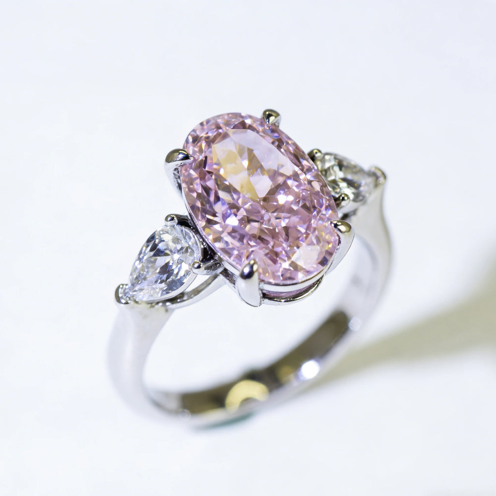 Custom Oval Pink Lab Diamond Ring, 18K Gold, IGI Certified