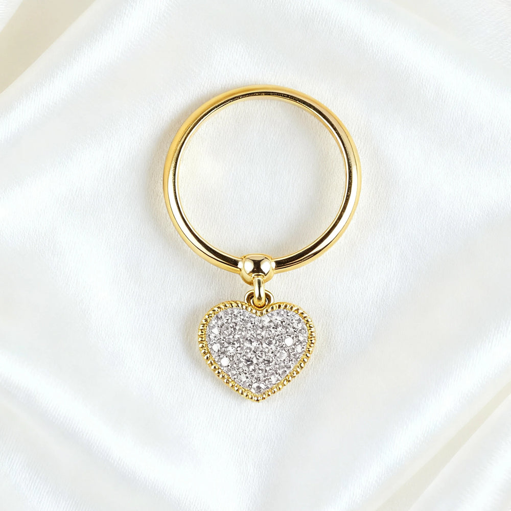 Elegant Heart-Inspired Lab Diamond Ring, 18K Solid Gold