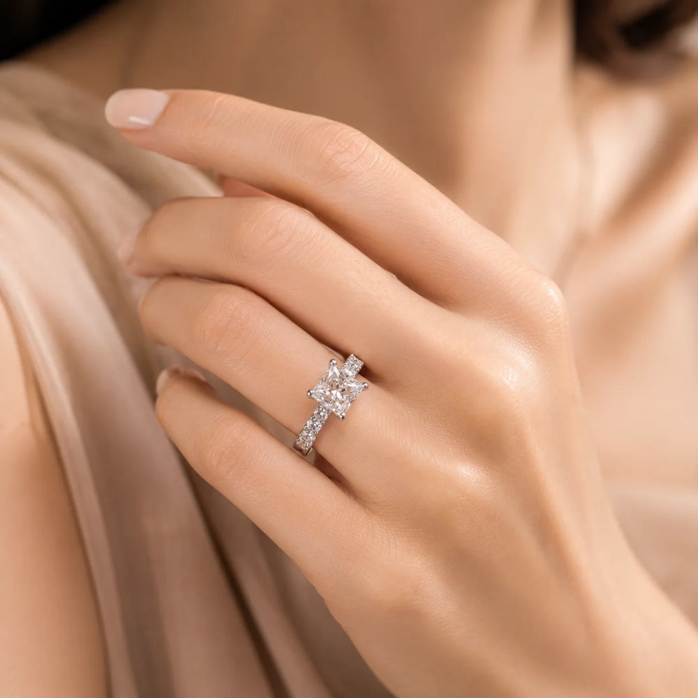Princess Cut VVS Lab Diamond Ring, 18K Gold, IGI Certified