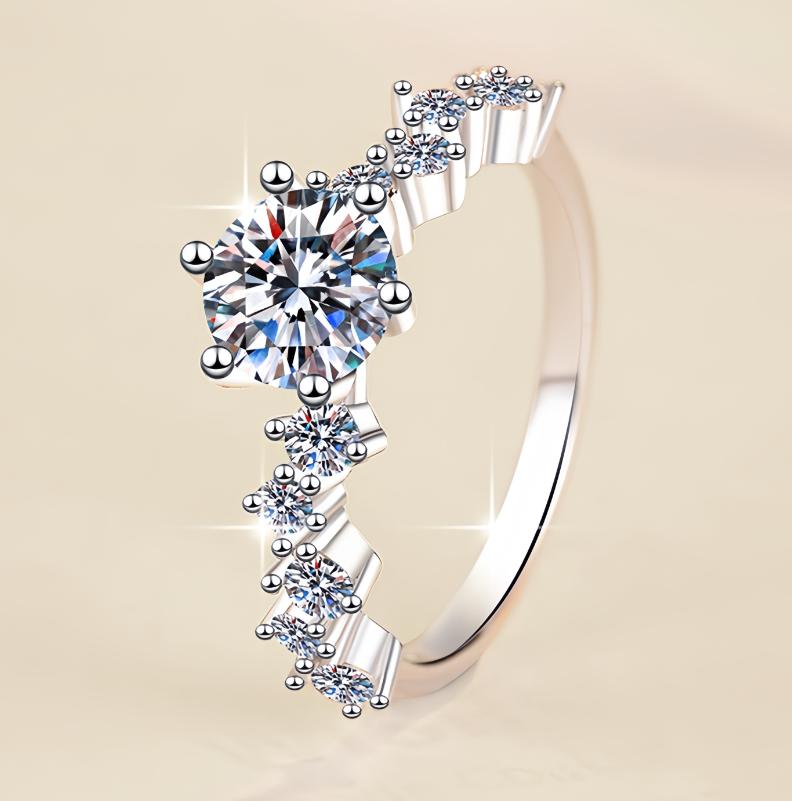 Round Solitaire Bridal Ring Set Moissanite Ring in 925 Sterling Silver