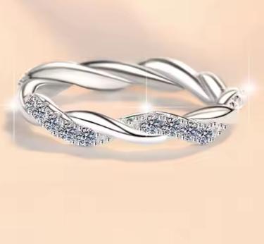 Marquise Leaf Wedding Band Moissanite Ring in 925 Sterling Silver