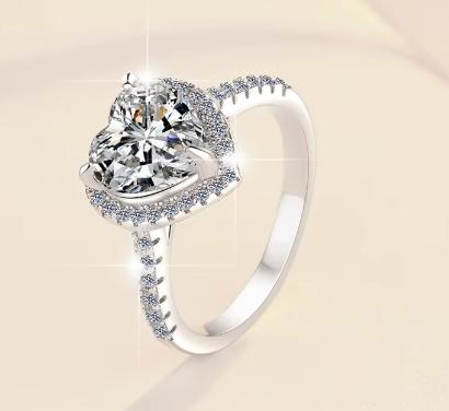 Pear Cut Wide Halo Moissanite Ring in 925 Sterling Silver