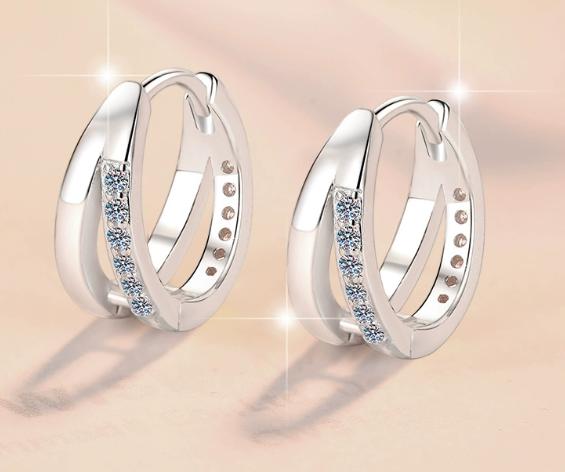Crossover Pavé Hoop Moissanite Earrings in 925 Sterling Silver