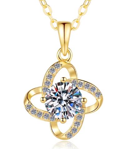 925 Sterling Silver Moissanite Flower Solitaire Pendant
