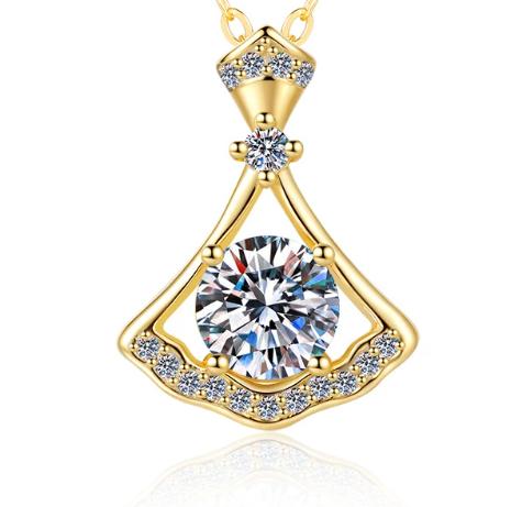 925 Sterling Silver Moissanite Fan Halo Pendant