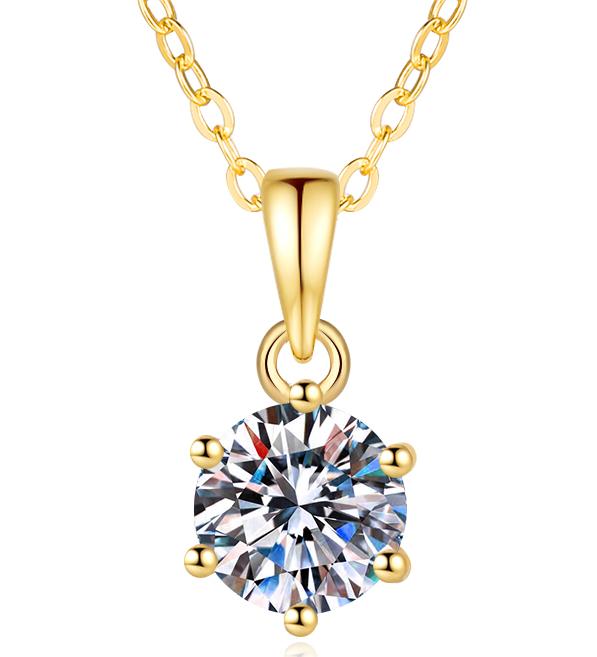 925 Sterling Silver Moissanite Scalloped Solitaire Pendant