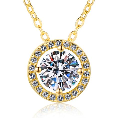 925 Sterling Silver Moissanite Small Round Halo Pendant