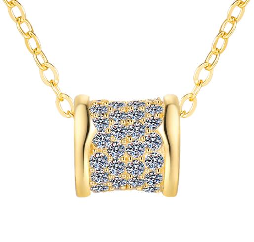 925 Sterling Silver Moissanite Pavé Barrel Pendant