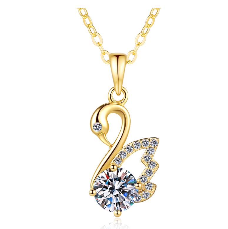 925 Sterling Silver Moissanite Swan Pendant