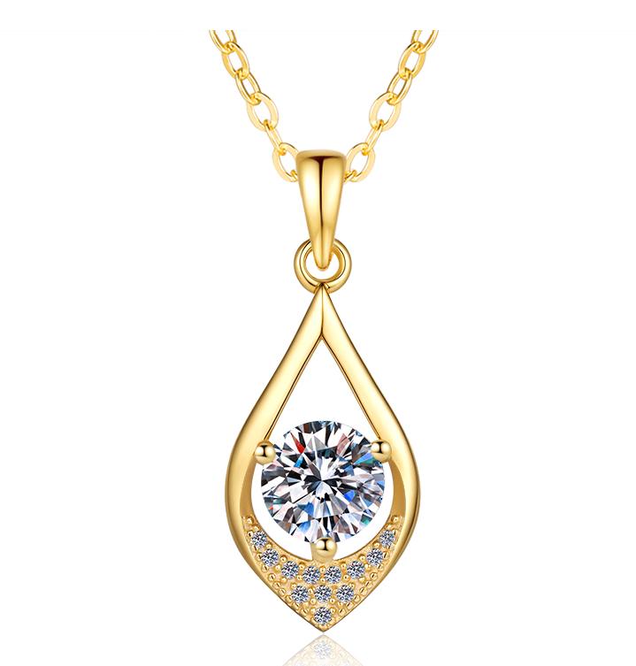 925 Sterling Silver Moissanite Long Teardrop Pendant
