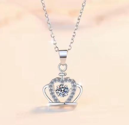 925 Sterling Silver Moissanite Crown Pendant