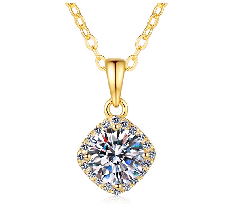 925 Sterling Silver Moissanite Heart-Frame Solitaire Pendant