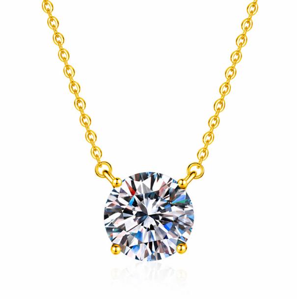 925 Sterling Silver Moissanite Round-Cut Solitaire Pendant