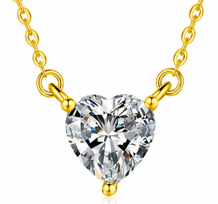 925 Sterling Silver Moissanite Heart-Cut Pendant