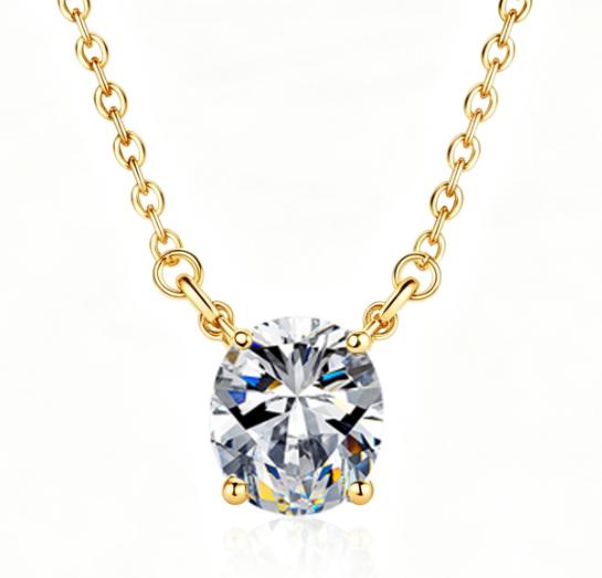 925 Sterling Silver Moissanite Oval-Cut Pendant