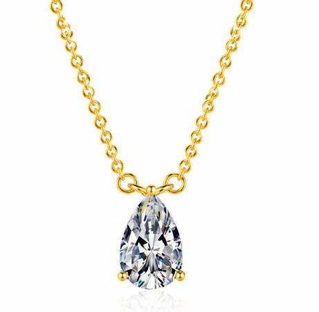925 Sterling Silver Moissanite Pear-Cut Pendant