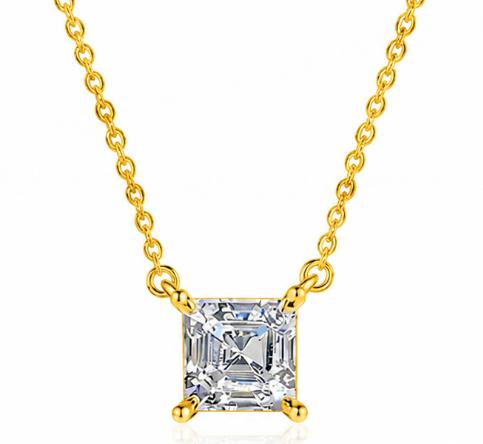 925 Sterling Silver Moissanite Asscher-Cut Pendant