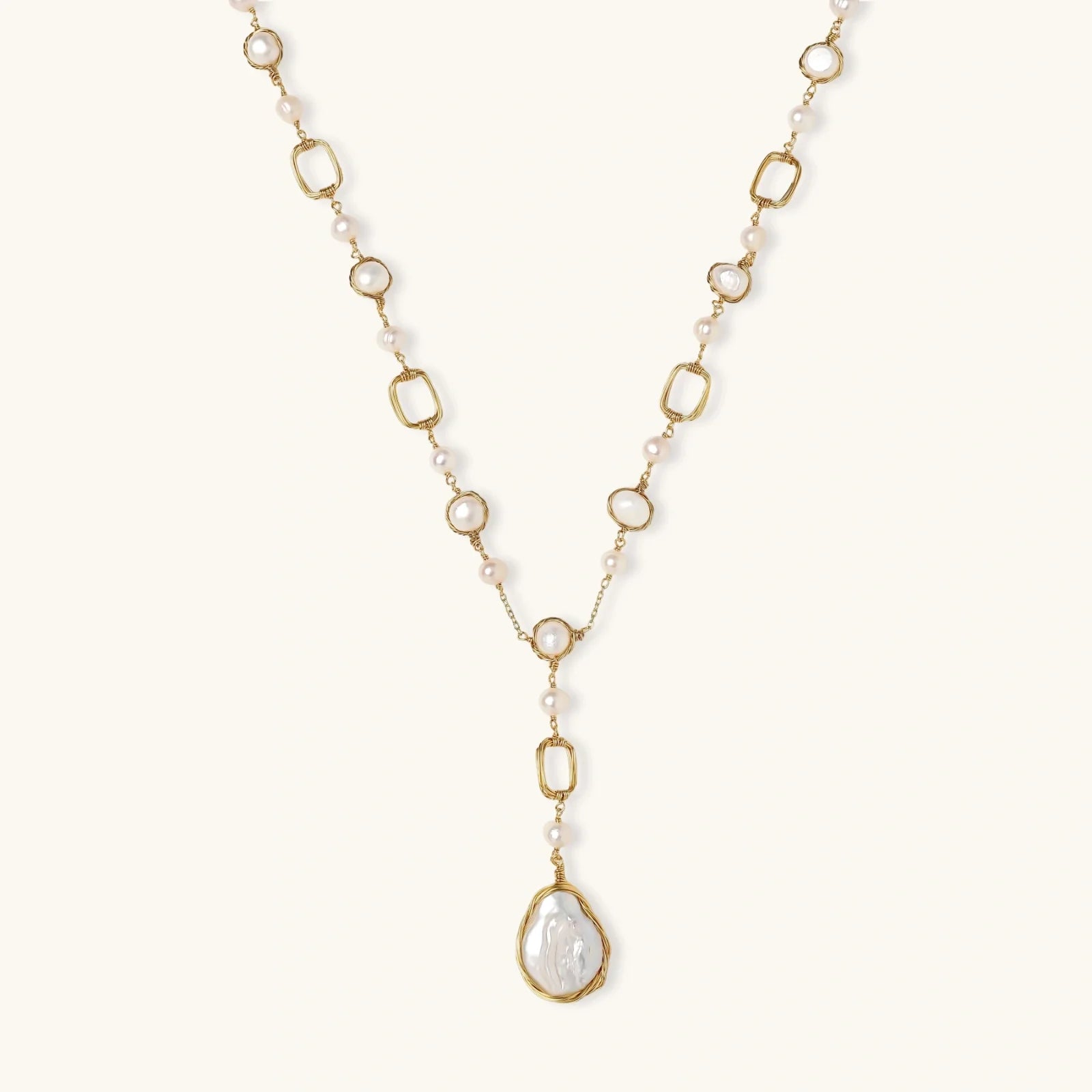 Long pearl station necklace