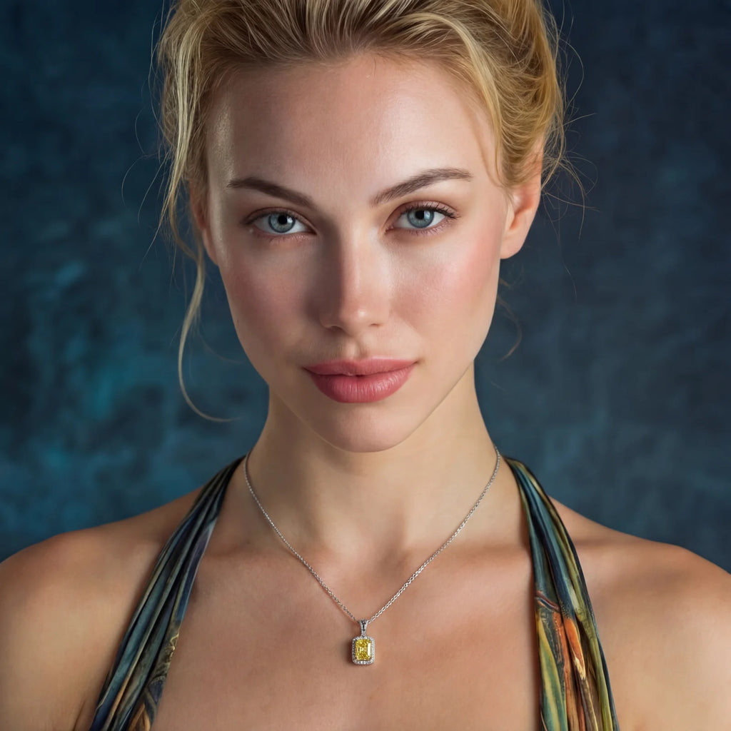 Yellow moissanite pendant necklace in sterling silver by Micoryan Jewellery.