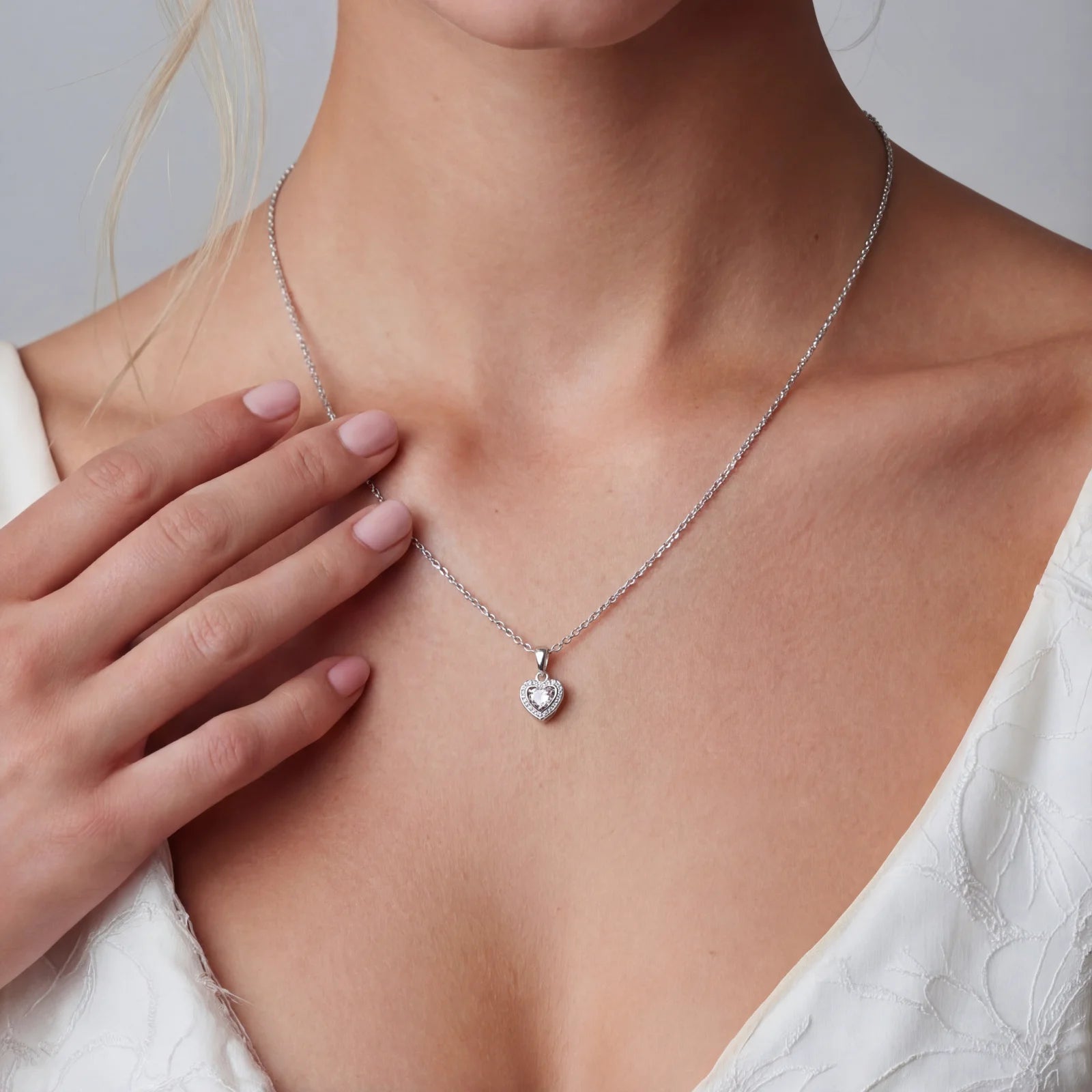 Heart moissanite pendant necklace in sterling silver by Micoryan Jewellery.