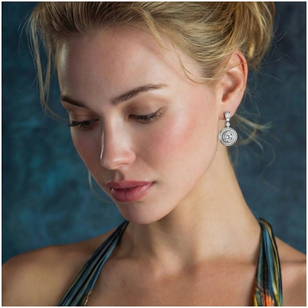 Moissanite drop earrings in sterling silver by Micoryan Jewellery.