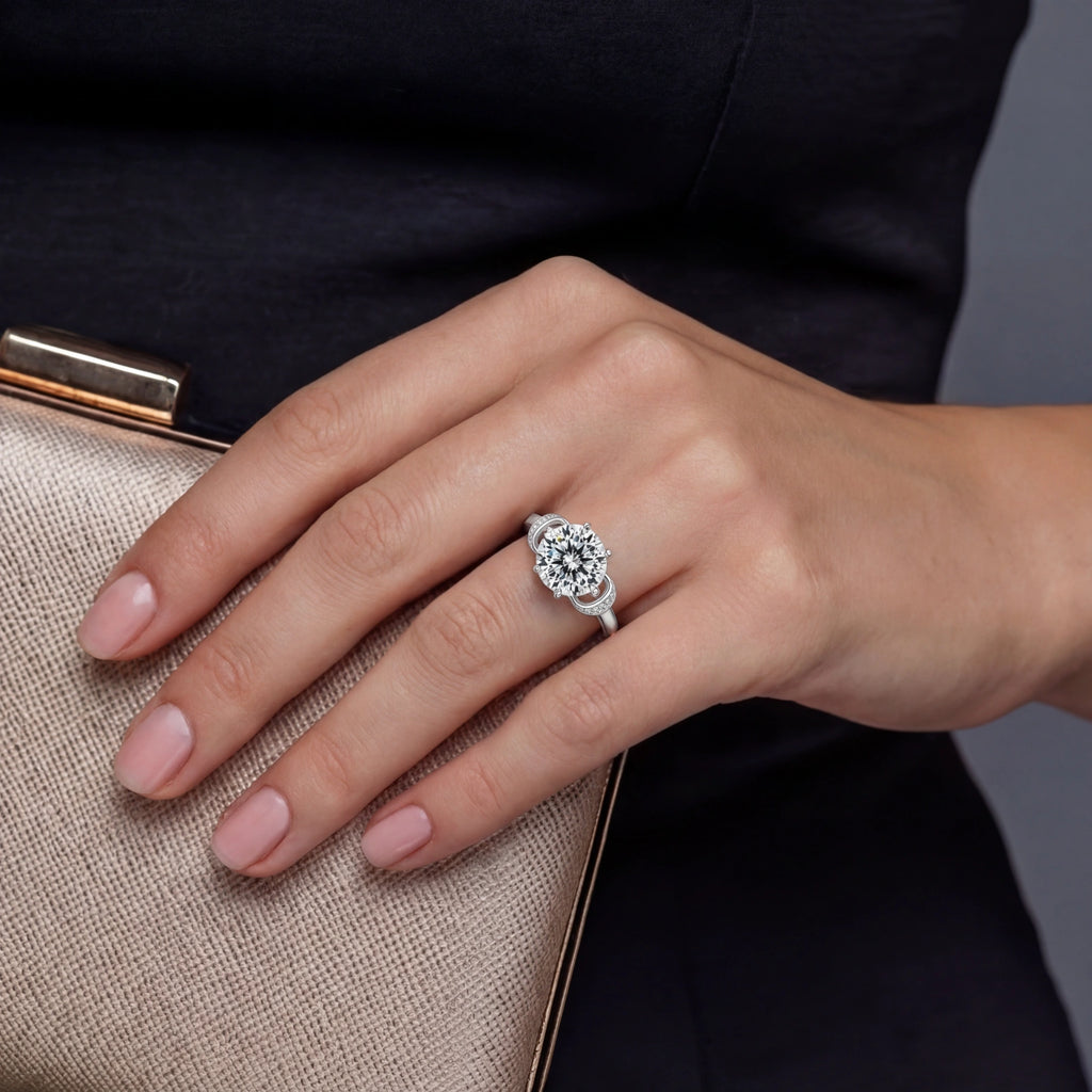 Bow-design moissanite statement ring in sterling silver by Micoryan Jewellery.