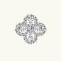 Adjustable sterling silver ring with quatrefoil design featuring brilliant moissanite stones in clover pattern