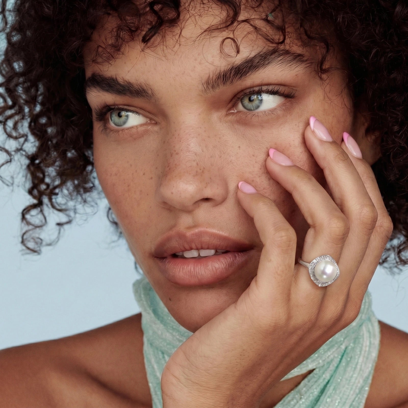 Pearl Halo Dreams Ring | 11mm Freshwater Pearl | Sterling Silver | Adjustable