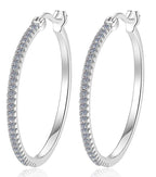 Classic Pavé Large Hoop Moissanite Earrings in 925 Sterling Silver