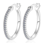 Classic Pavé Large Hoop Moissanite Earrings in 925 Sterling Silver