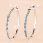 Classic Pavé Large Hoop Moissanite Earrings in 925 Sterling Silver