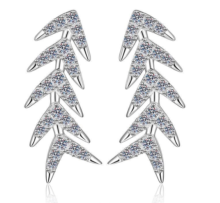 Graduated Marquise Leaf Drop Moissanite Earrings in 925 Silver
