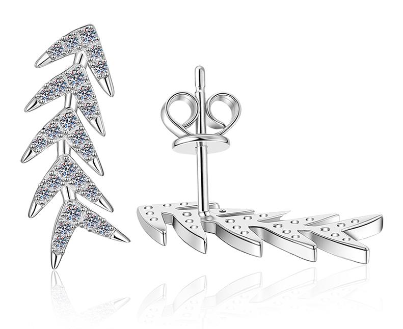 Graduated Marquise Leaf Drop Moissanite Earrings in 925 Silver