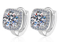 Round Solitaire Pavé Huggie Hoop Moissanite Earrings in 925 Silver