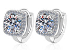 Round Solitaire Pavé Huggie Hoop Moissanite Earrings in 925 Silver
