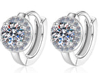 Round Halo Small Hoop Moissanite Earrings in 925 Sterling Silver