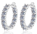 Round Stone Full Hoop Moissanite Earrings in 925 Sterling Silver