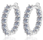 Round Stone Full Hoop Moissanite Earrings in 925 Sterling Silver