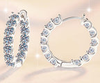 Round Stone Full Hoop Moissanite Earrings in 925 Sterling Silver