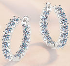 Round Stone Full Hoop Moissanite Earrings in 925 Sterling Silver