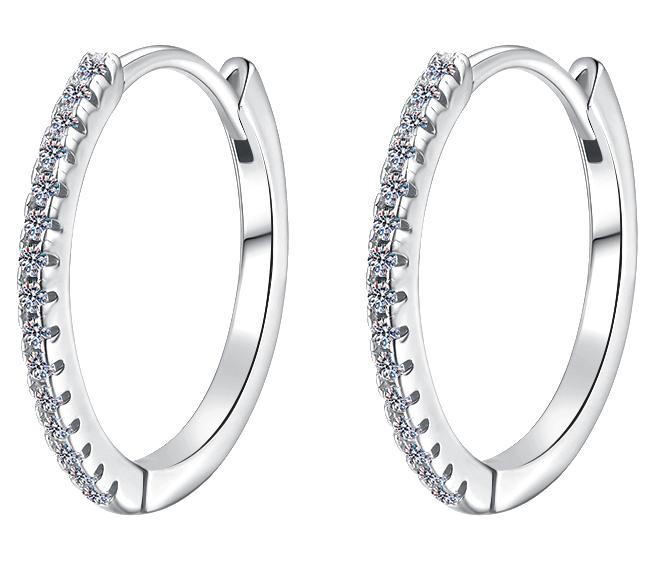 Slim Pavé Hoop Moissanite Earrings in 925 Sterling Silver