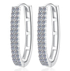 Rectangular Pavé Hoop Moissanite Earrings in 925 Sterling Silver