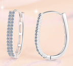 Rectangular Pavé Hoop Moissanite Earrings in 925 Sterling Silver