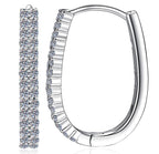 Rectangular Pavé Hoop Moissanite Earrings in 925 Sterling Silver