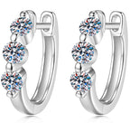 Three Stone Graduated Hoop Moissanite Earrings in 925 Sterling Silver