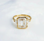 3ct Emerald Cut Lab Diamond Ring, 18K Gold, IGI Certified
