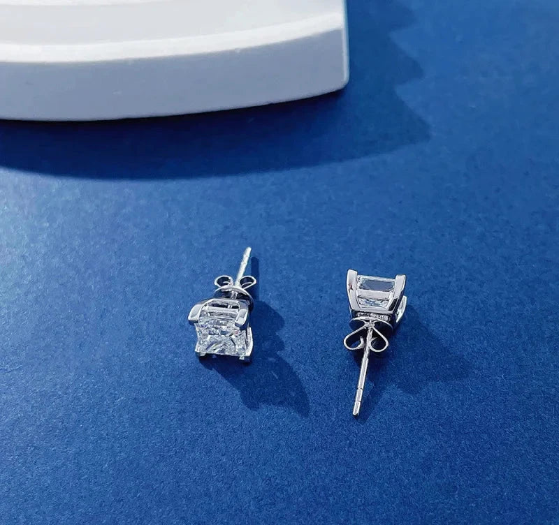 2ct VVS Lab Diamond Princess Cut Stud Earrings, 10K/14K/18K Gold